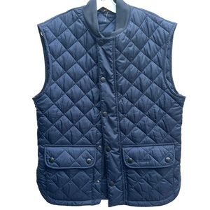 BARBOUR navy blue quilted vest medium m Sam Heughan Signature Collection